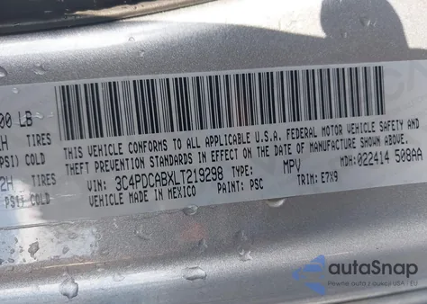 2020 Dodge Journey Se Value z USA, uszkodzony, nr VIN 3C4PDCABXLT219298